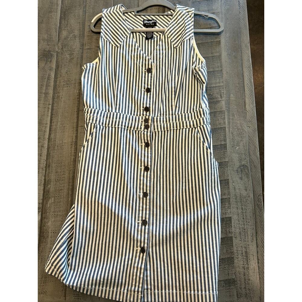 Wrangler Retro Striped Denim Button-Down Dress - Size Medium - EUC